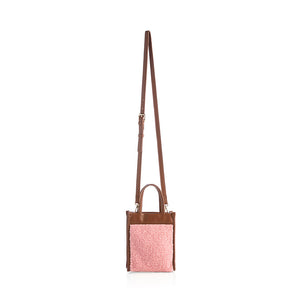 close up view of Shiraleah Courchevel Sherpa Mini Tote Cross-Body, Pink