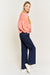 Side view of HIGH WAISTED BUTTON WIDE LEG JEANS