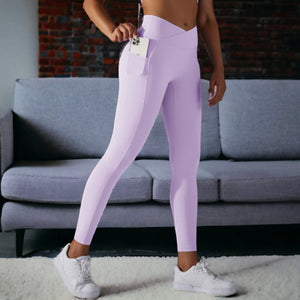 Purple Overlap V-Waist Pocket Leggings
