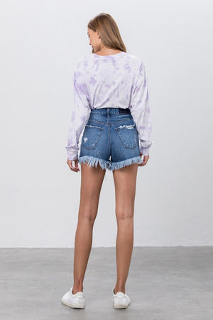 Back of High Rise Denim Shorts