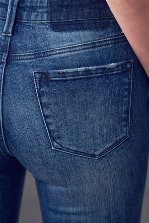 Close up on HIGH RISE SKINNY BOOT FLARE JEANS