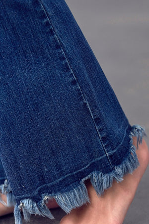 Fringe on HIGH RISE SKINNY BOOT FLARE JEANS