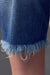 Close up of the hem on High Rise Ripped Bermuda Denim Shorts