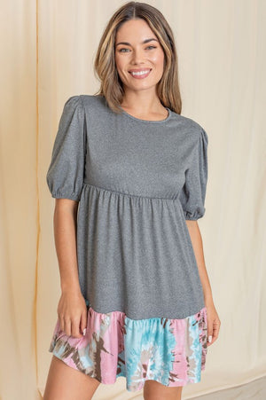 Floral Two Tone Tiered Mini Dress for spring