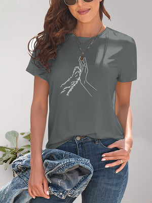 Front view of Graphic Round Neck Short Sleeve T-Shirt