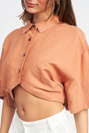 WIDE SLEEVE CROPPED SHIRT FOR WOMEN