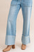 Zoom in view of High-Waisted Wide Leg Cuffed Jeans
