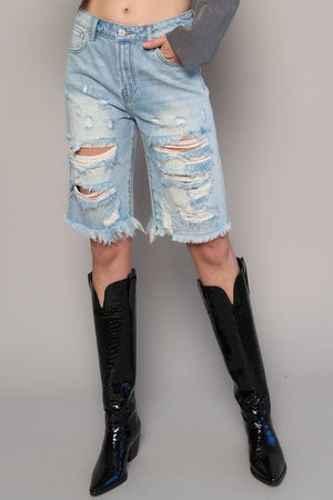 Front view of HIGH WAIST BERMUDA SHORTS