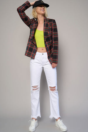 Trendy HIGH RISE DESTROYED STRAIGHT CROP JEANS