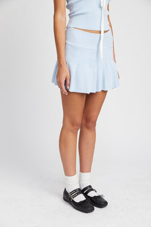 LOW WAIST PLEATED MINI SKIRT BLUE