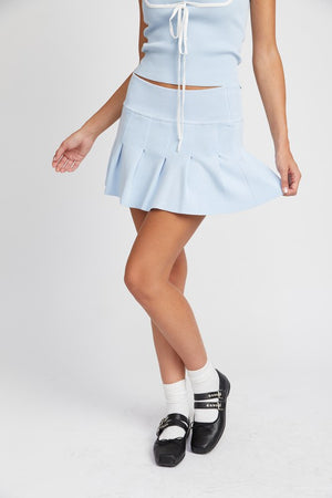 LOW WAIST PLEATED MINI SKIRT BLUE