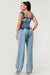 Back view of Chambray Charm Ruffled Jumpsuit