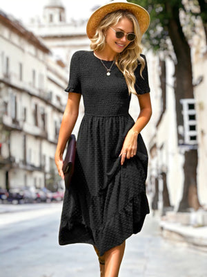 Double Textured Tiered Dress for ladies