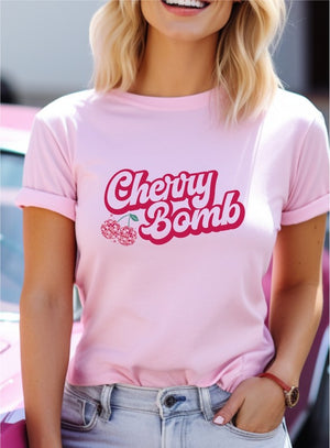 Pink Cherry Bomb Disco Ball Soft style Tee