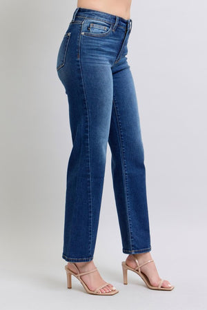 Right side view of Judy Blue Full Size Side Seam Detail Straight Jeans with Pockets