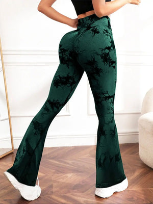 Side view of green Tie-Dye High Waist Active Leggings