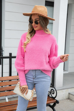 Pink Angel Wings Turtle Neck Long Sleeve Pullover Sweater