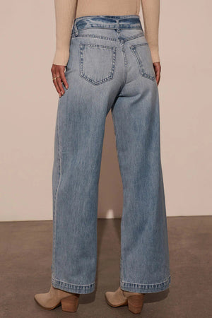 Back view of Tied Wide Leg Jeans with Pockets