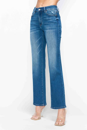 Front view f bytos Full Size Cat's Whiskers High Rise Straight Jeans
