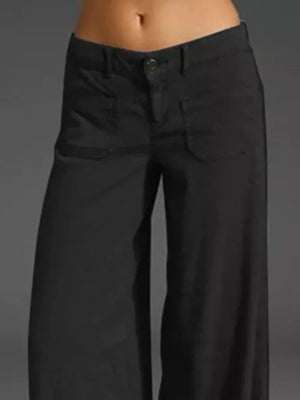 Black pants on a gray background
