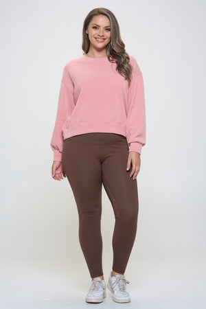 Full view of Yelete Full Size Fleece Lined High Waisted Leggings