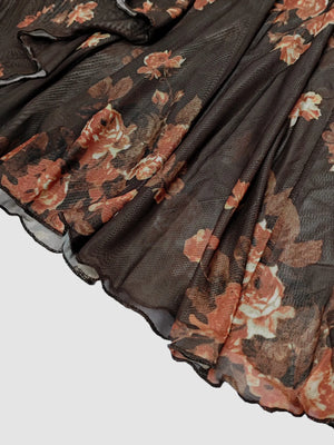 Floral patterned fabric with a black background