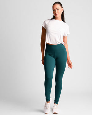 Front view of green *Soft Sculpt* (Yoga Brush Leggings)