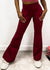 Burgundy Hip Sculpting High Rise Flared Yoga Pants with Pockets