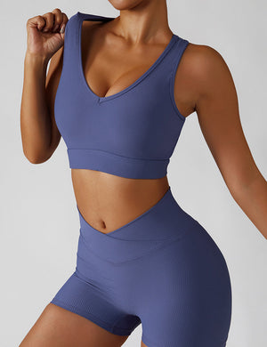 Textured Scoop Longline Sports Bra Tank for girls