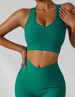 Textured Scoop Longline Sports Bra Tank for runners