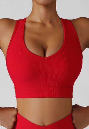 Red Scoop Longline Sports Bra