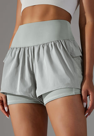 Light green High Waist Ruffle Shorts