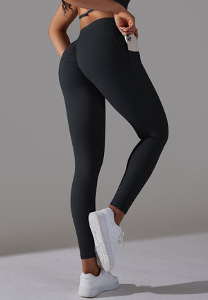 Back view of Overlap V-Waist Pocket Leggings