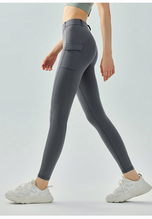 Gray High Waist Belt Loop Leggings