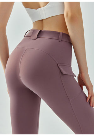 Full view of the back of High Waist Belt Loop Leggings