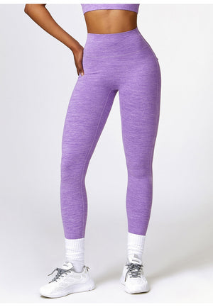 Back Patch Pocket Textured Leggings-purple