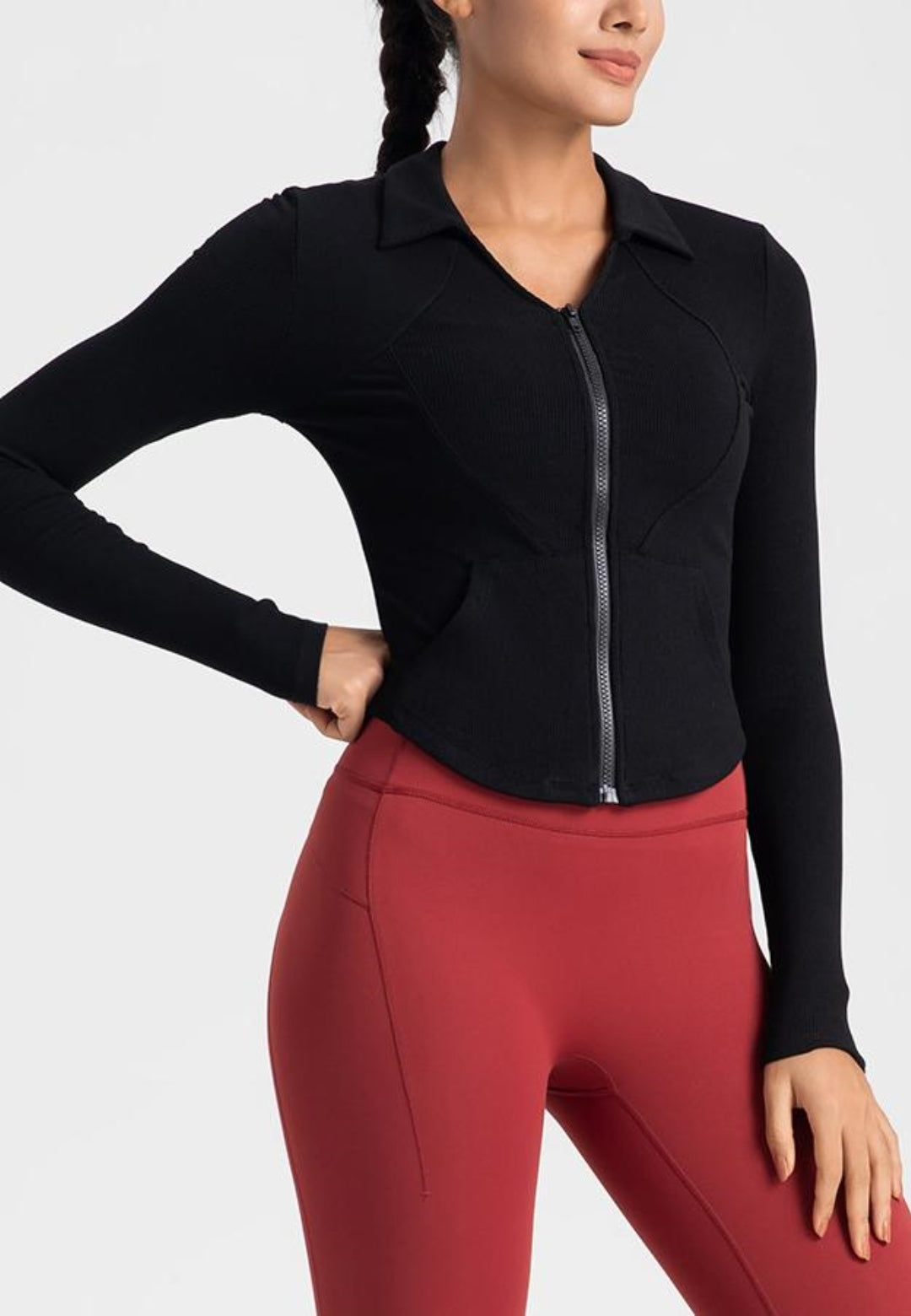 The ultimate Curved Hem Collared Activewear Jacket 