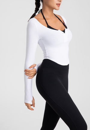 Double Layer Henley Crop Top for mothers