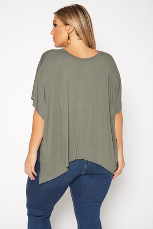 Bellatrix Plus Basic V-Neck Poncho Styled Tunic - shopatkonus