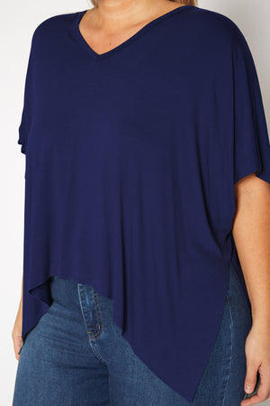 Blue Bellatrix Plus Basic V-Neck Poncho Styled Tunic