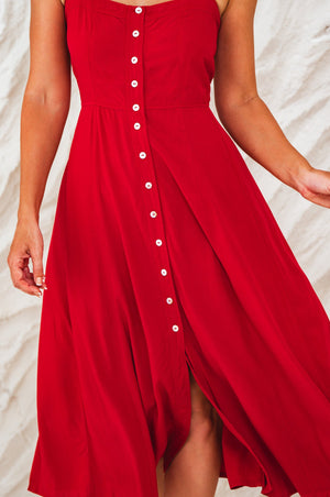 Zoom in view of Mia Vita Button Down Dress With Ties