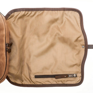 inside view of Campaign Waxed Canvas Backpack by Mission Mercantile Leather Goods