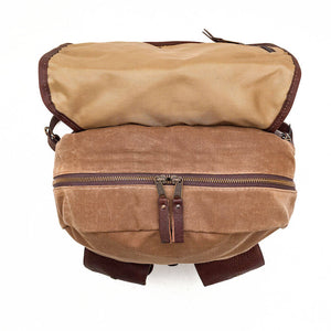 Top view of Campaign Waxed Canvas Backpack by Mission Mercantile Leather Goods