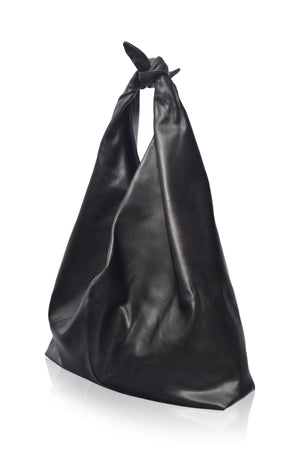 Black Nudo Knotted Leather Shoulder Bag