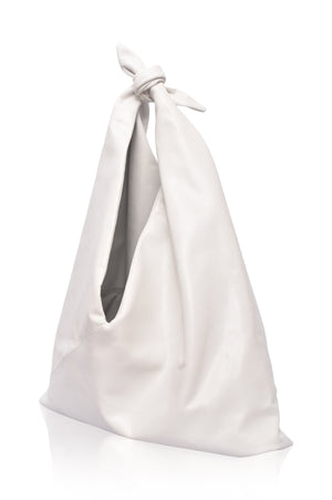 White Nudo Knotted Leather Shoulder Bag