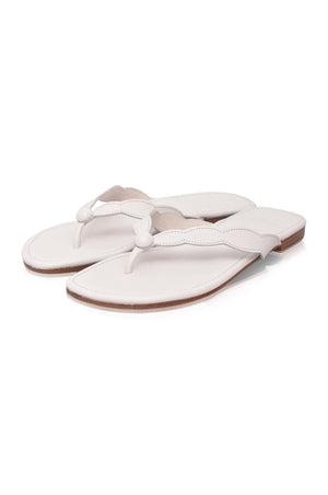 Full view of white Nuvola Thong Leather Slides