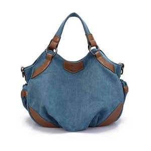 Blue Travel Town Canvas Shoulder Bag