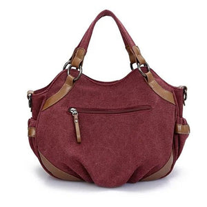 Burgundy Travel Town Canvas Shoulder Bag