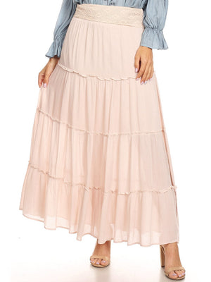 Natural Maxi Bohemian Layered Skirt