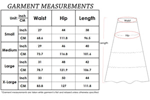 Size chart for Black Maxi Bohemian Layered Skirt